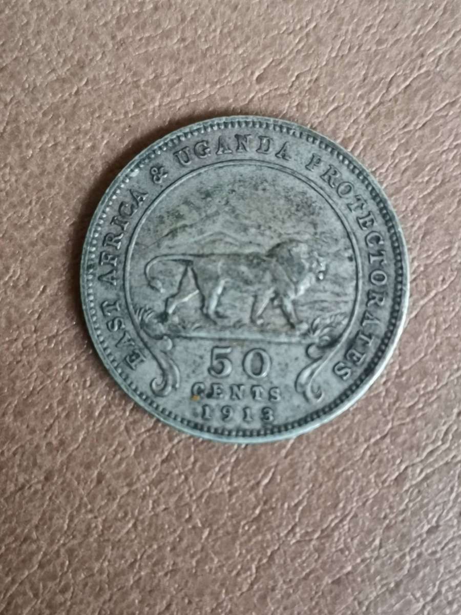1913 50 cents east africa and uganda protectorates. 800 silver