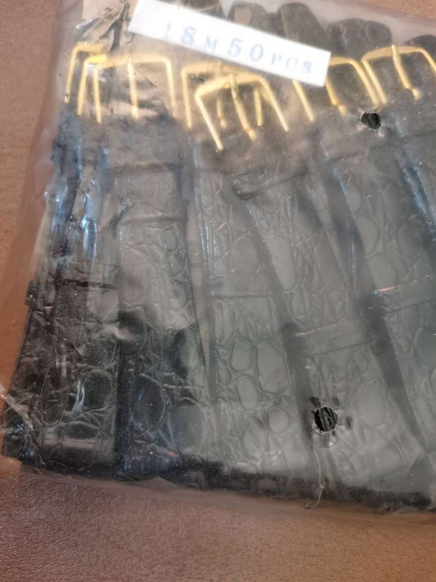Vintage 1990s new old stock genuine leather 18mm watch straps sealed 50 pack