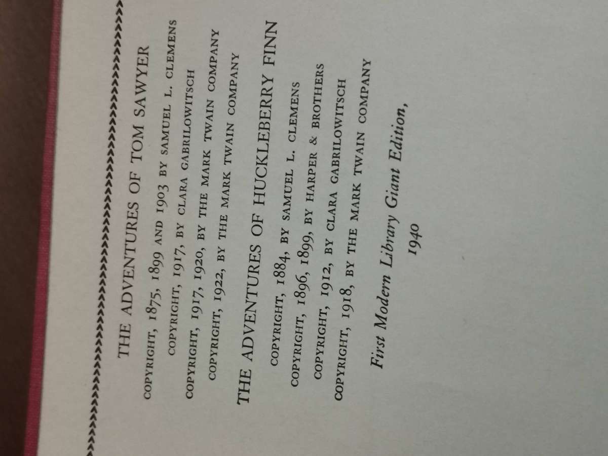 1940 the adventures of Tom Sawyer and Huckleberry Finn by Mark Twain