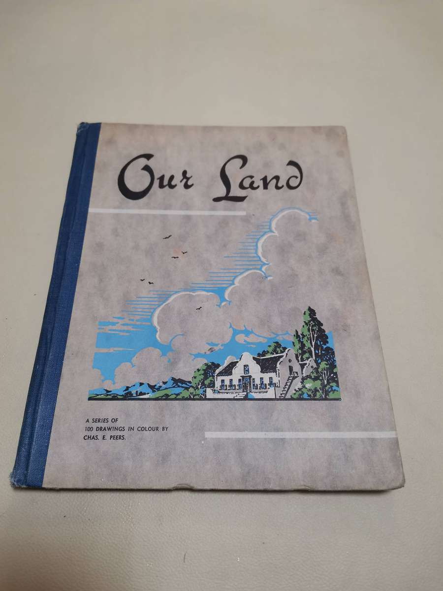 Vintage cigarette card album our land with 92 cards