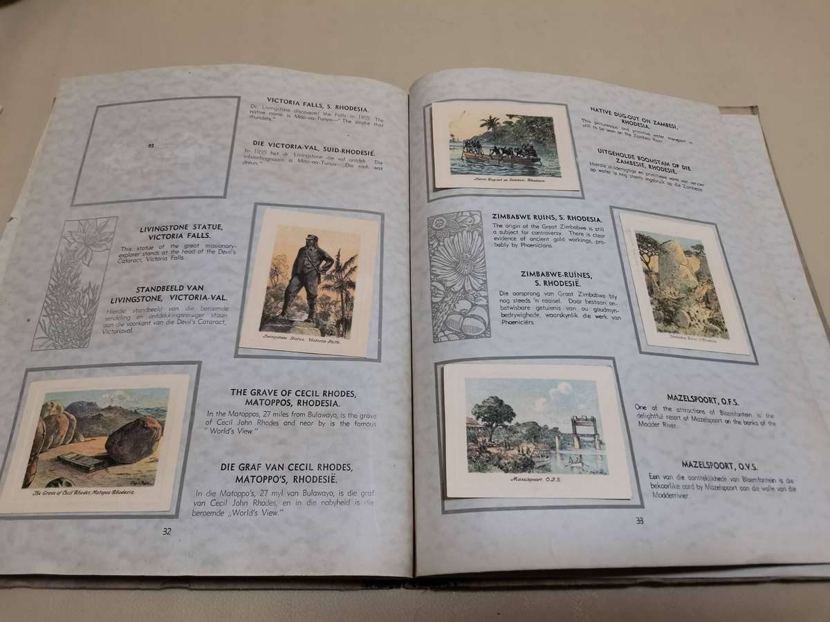 Vintage cigarette card album our land with 92 cards