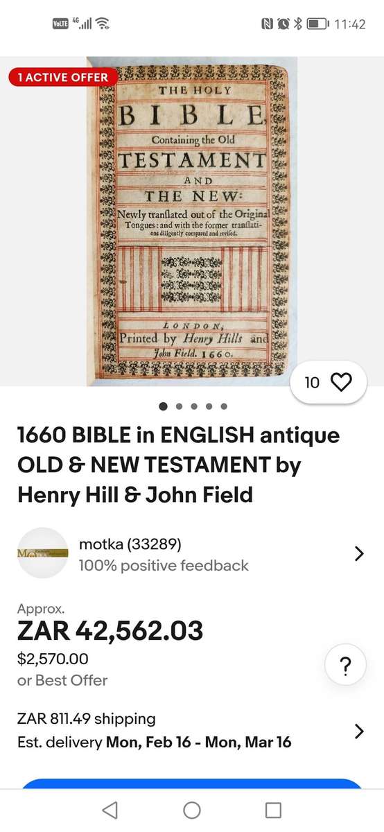 Rare 1660 HOLY Bible by Henry Hill and John field