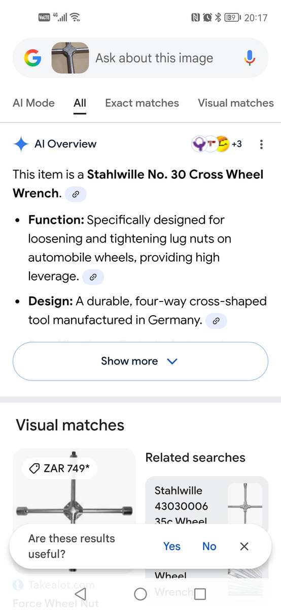 Rare vintage stahwille no. 30 4 way wheel brace