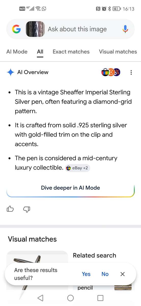 Vintage 1972 sheaffer Imperial sterling silver ball point pen