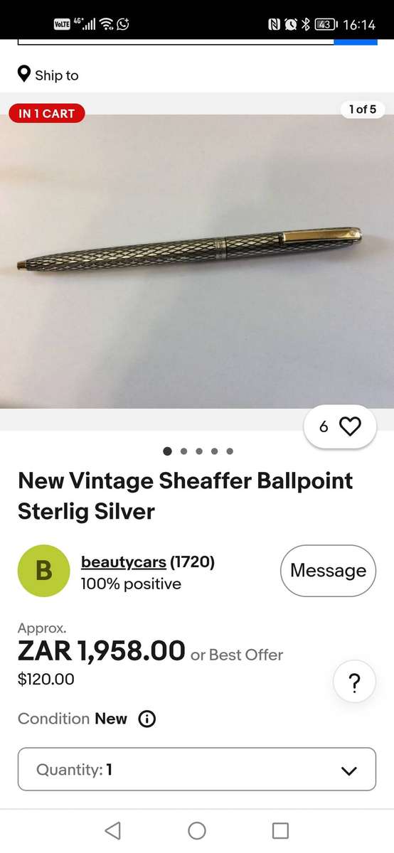 Vintage 1972 sheaffer Imperial sterling silver ball point pen