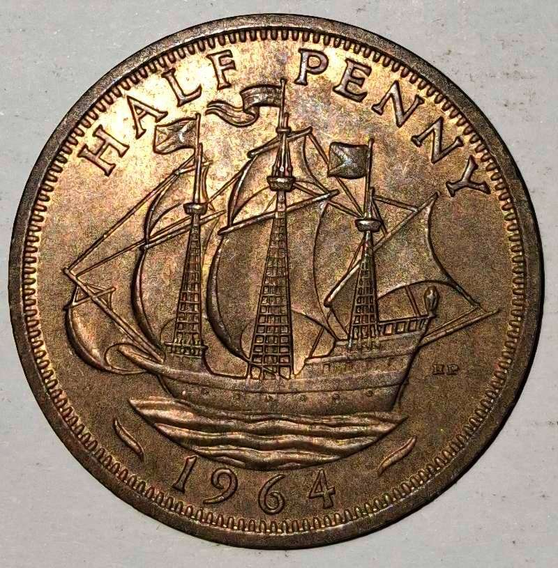 1964 - 1/2 PENNY - HALF PENNY - 1/2D - GREAT BRITAIN KM# 896 - BRONZE - CN1137