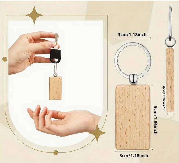 Custom Engraved Wooden Keyrings  Available in 3 Unique Shapes