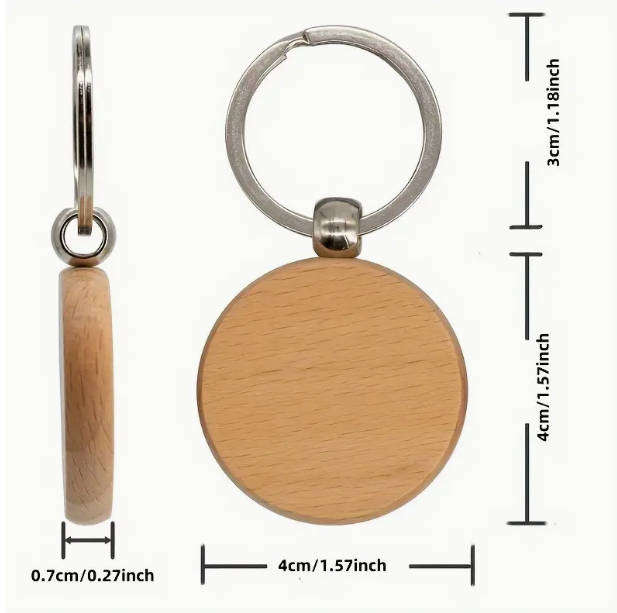 Custom Engraved Wooden Keyrings  Available in 3 Unique Shapes