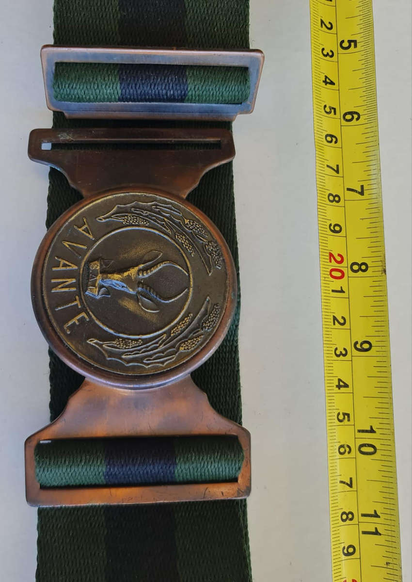 Vintage Military  staple Belt  with Buckle - Avante with Springbuck head   Design