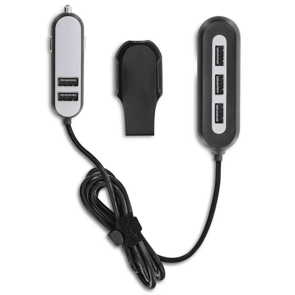 Whizzy 5 Port USB Family Car Charger - Black 1.5m Cable