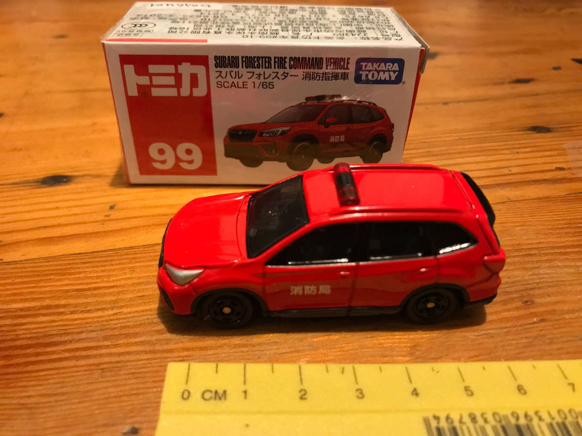 Subaru Forester Fire Command Vehicle (#99) - Takara Tommy - Die Cast - Scale 1/65 - New in Box