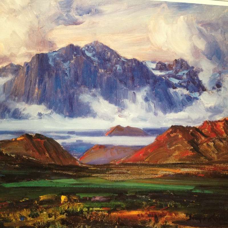 Hugo Naude calendar print titled "Brandwag Mountains at Worcester"