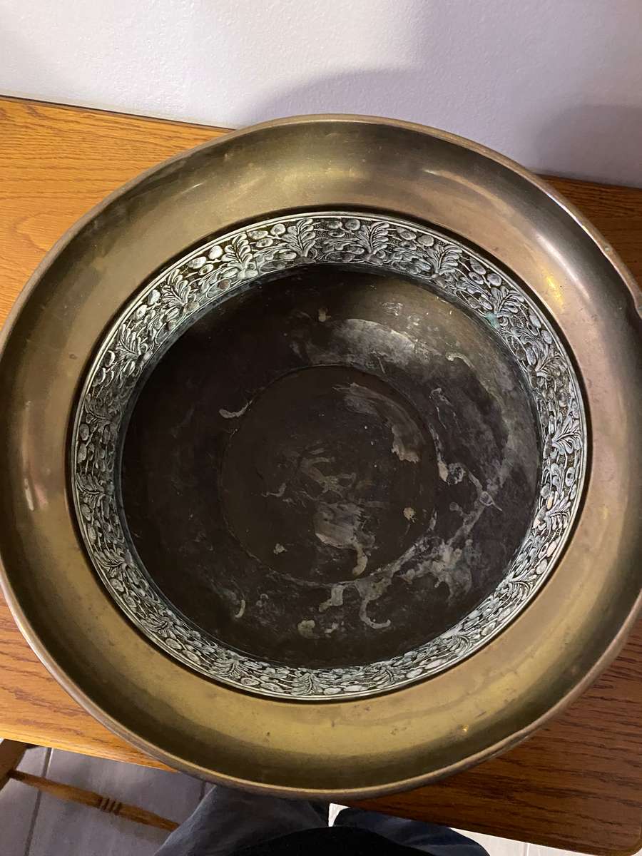 Vintage solid brass large planter