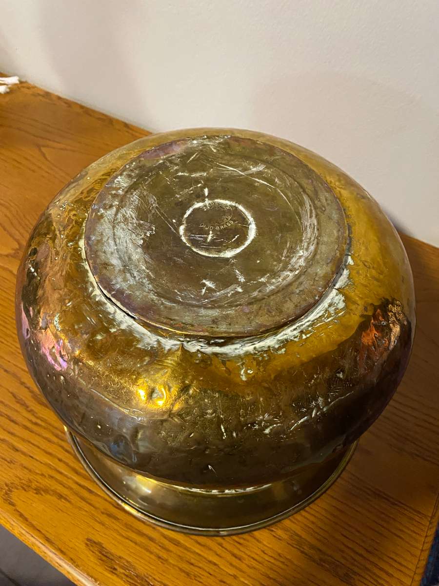 Vintage solid brass large planter