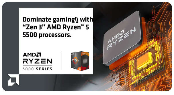 AMD Ryzen 5 5500 6-Core 12-Threads 3.6GHz (4.2GHz Max Boost) Socket AM4 65W Desktop Processor