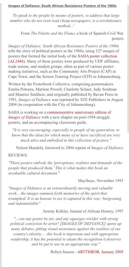 Images of DEFIANCE. South African Resistance Posters of the 1980s.