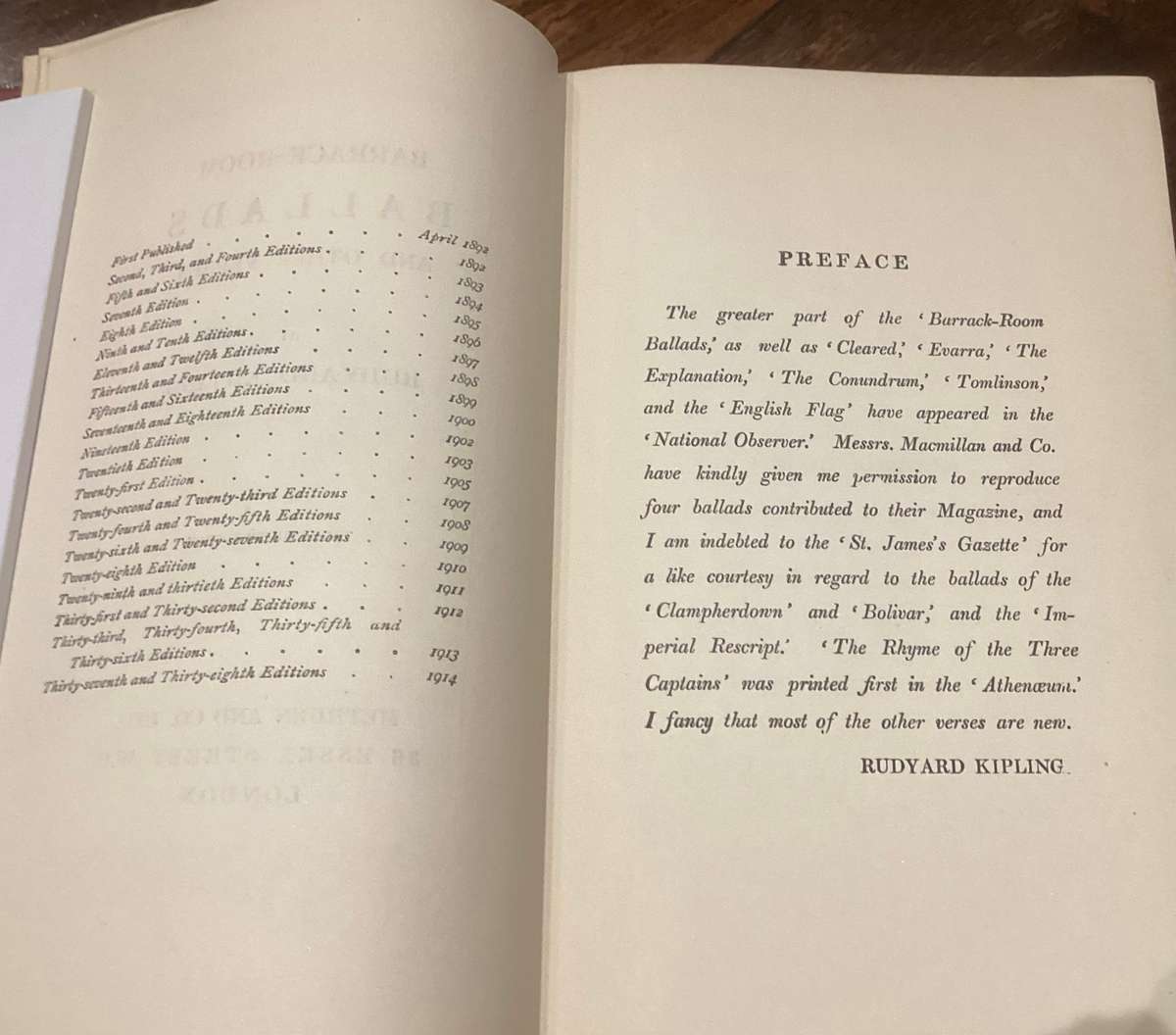 Barrack Room Ballards, by Rudyard Kipling. 1914 Edition, beautifully preserved and presented.