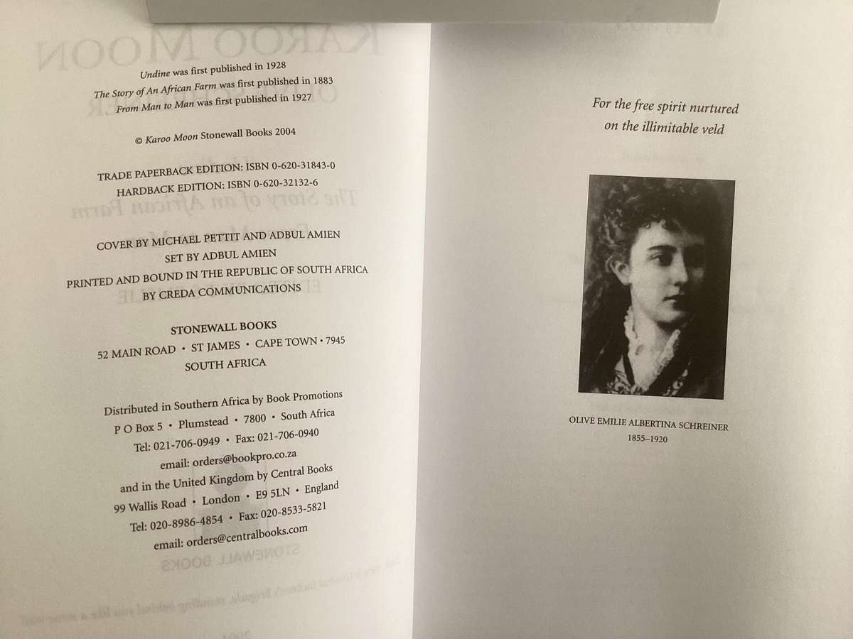 Olive Schneider, KAROO MOON. Three titles in one. In excellent condition.