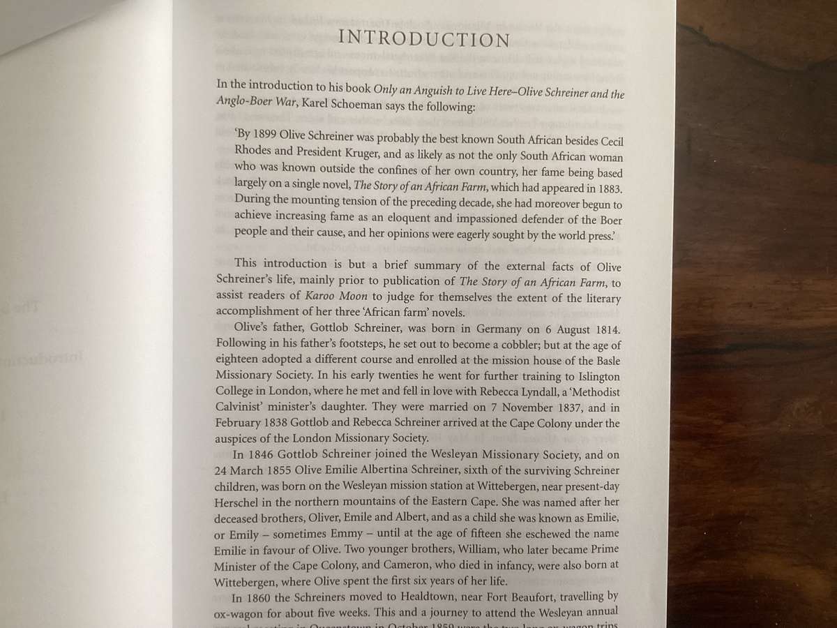 Olive Schneider, KAROO MOON. Three titles in one. In excellent condition.