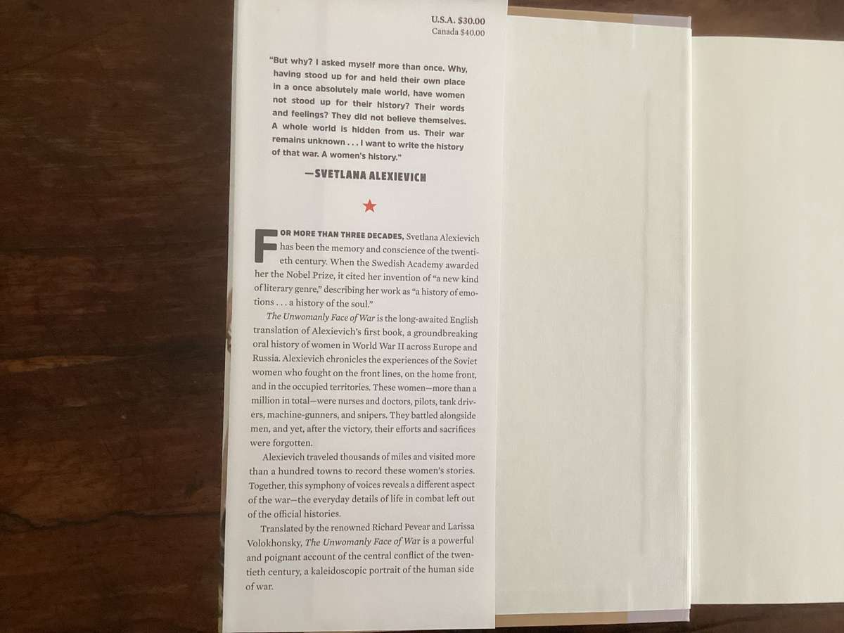 SVETLANA ALEXIEVICH The Unwomanly Face Of War. First Edition, Fine Condition.