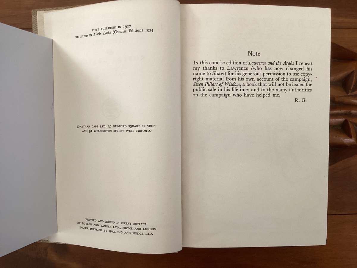 Lawrence And The Arabs. 1934 collectors concise edition. Robert Graves. Hardcover.