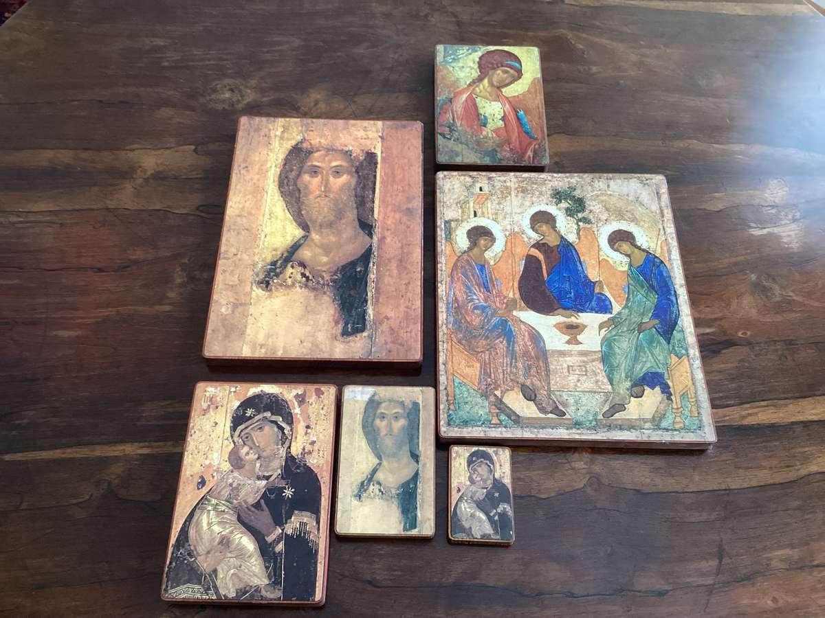 RUSSIAN ICON MOUNTED PRINTS. Purchased in Russia.