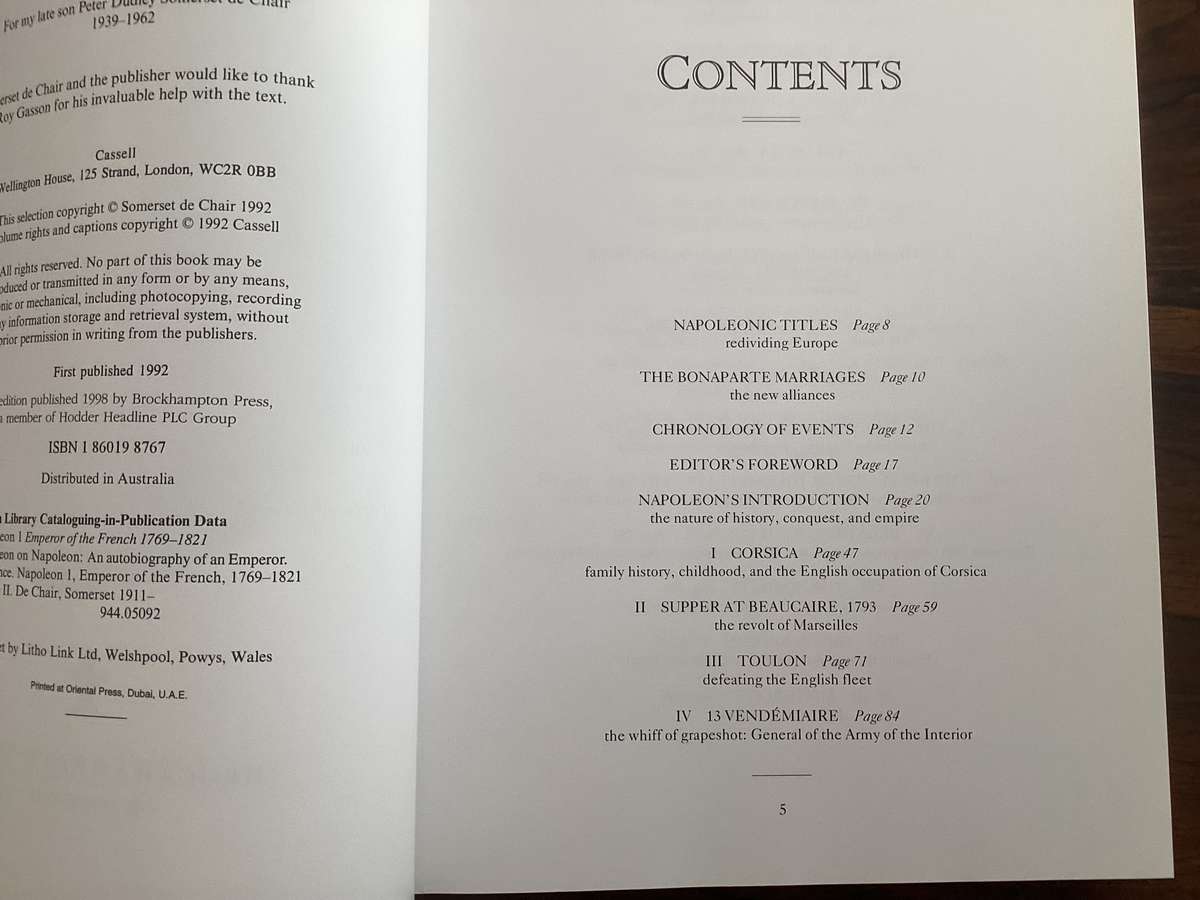 NAPOLEON on Napoleon, an autobiography edited by S de Chair. Hardcover in an excellent condition.