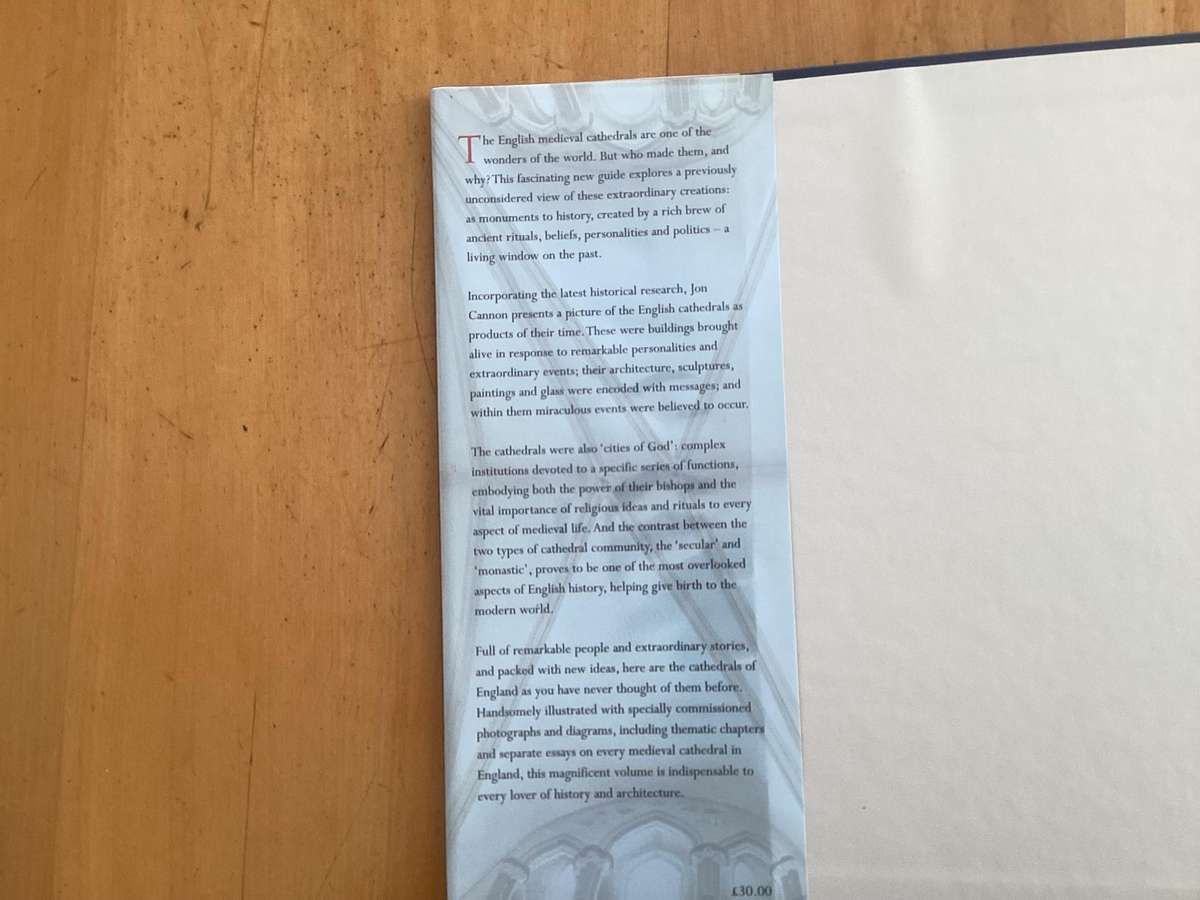 CATHEDRAL. The Great English Cathedrals and the World that made them.