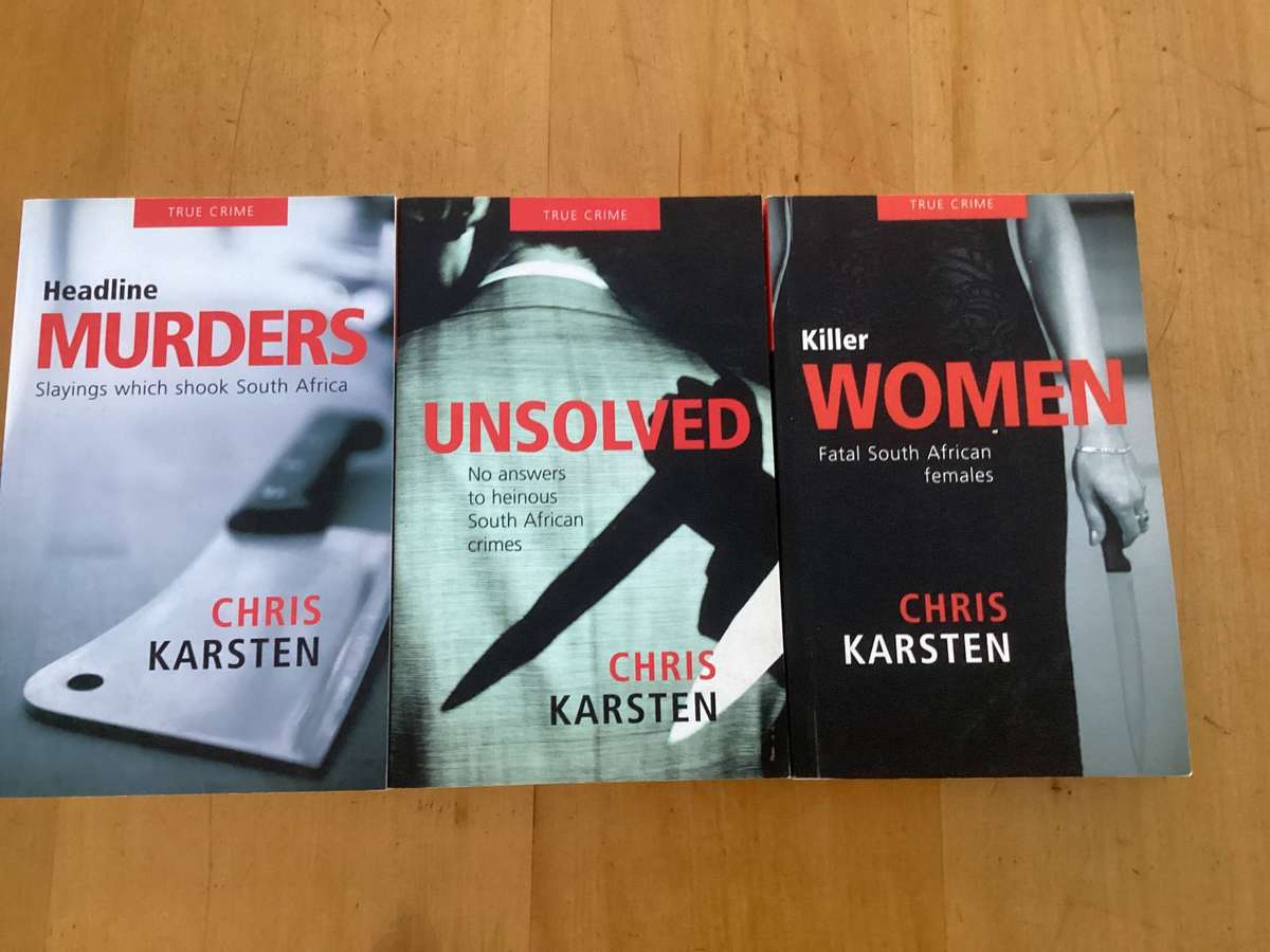 South African Murders. Three Books by Chris Karsten. Paperbacks, Good + condition.