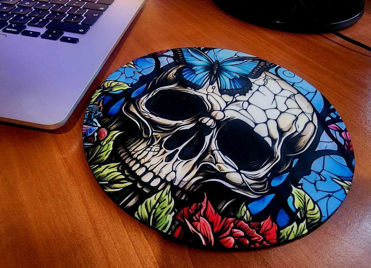 Skull Stained Glass Effect Round Mousepad