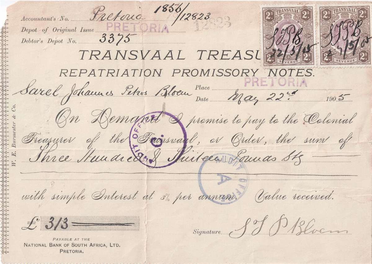 Anglo-Boer War Collection of SJP Bloem (ZARP)