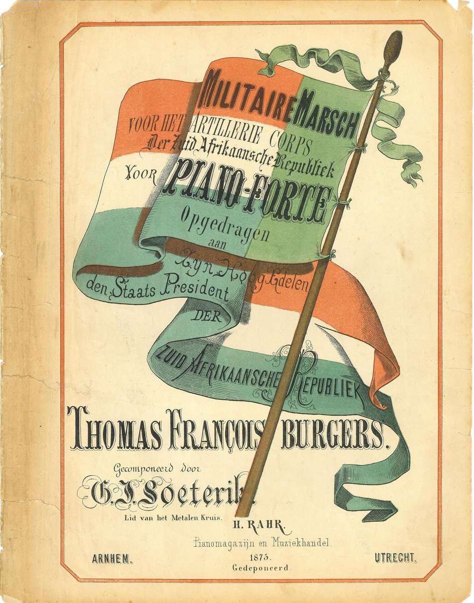 RARE 1875 Militaire Marsch voor het Artillerie Corps der Zuid Afrikaansche Republiek