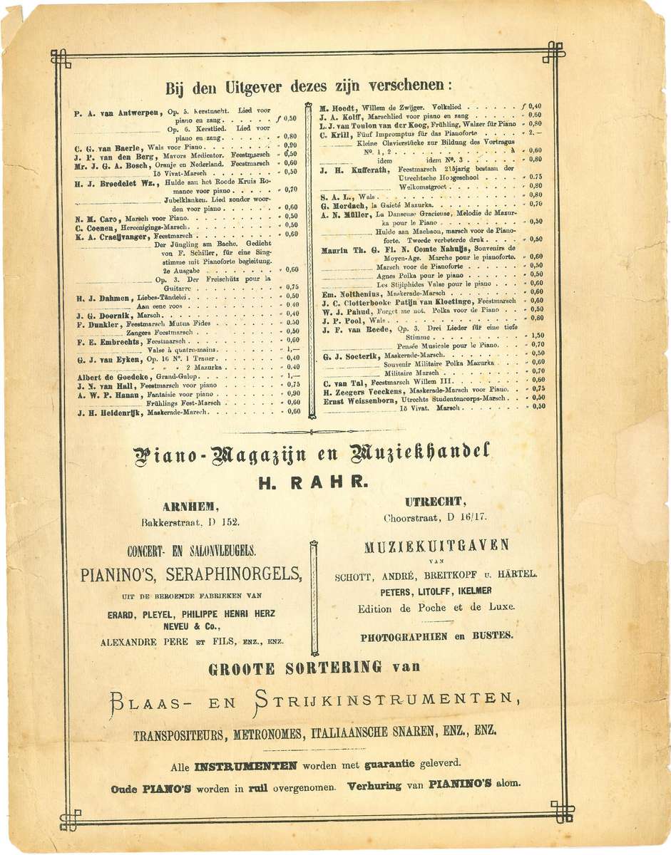 RARE 1875 Militaire Marsch voor het Artillerie Corps der Zuid Afrikaansche Republiek