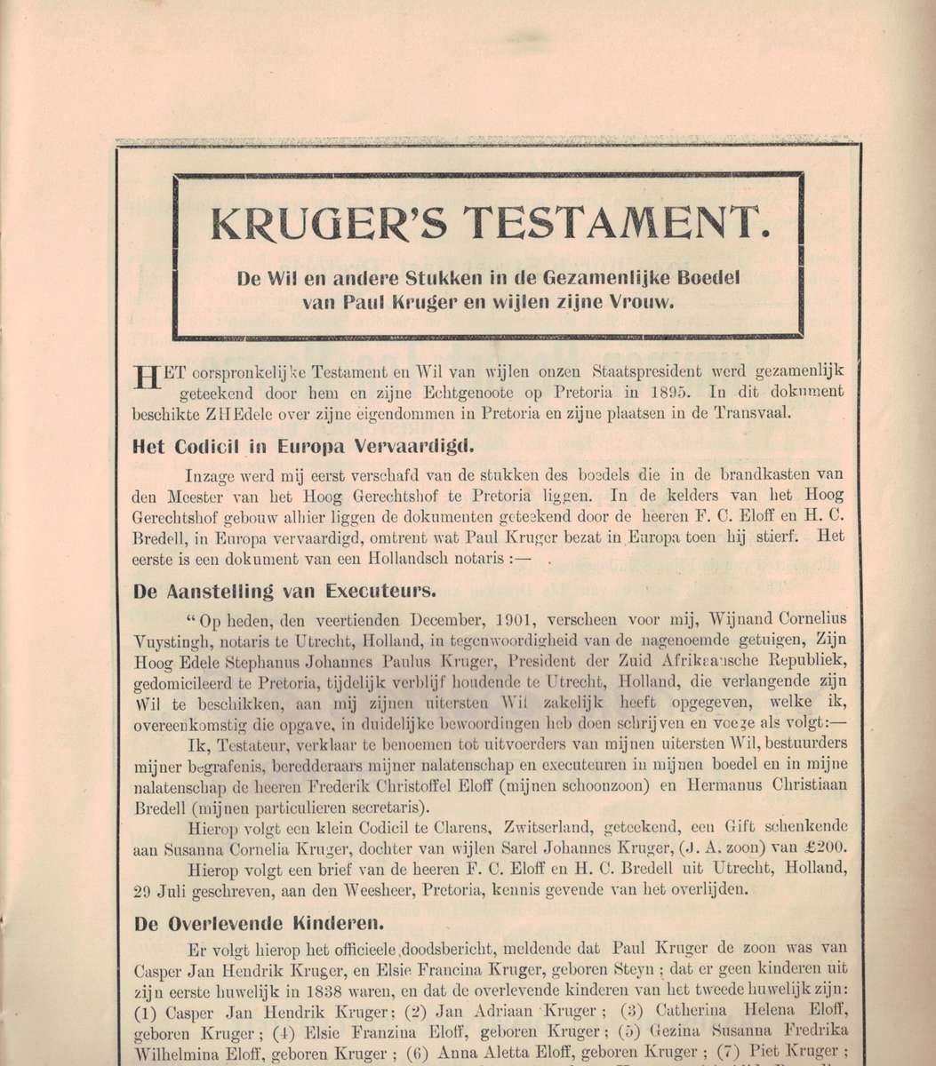 Met Paul Kruger in Europa