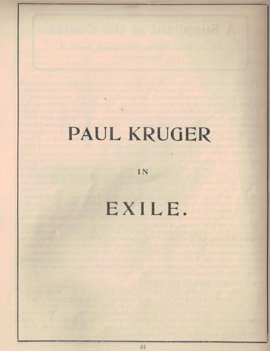 Met Paul Kruger in Europa