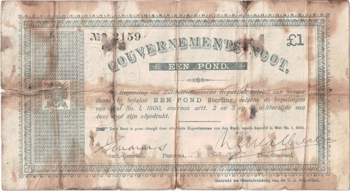 1900 ZAR Een Pond Gouvernements Nooten