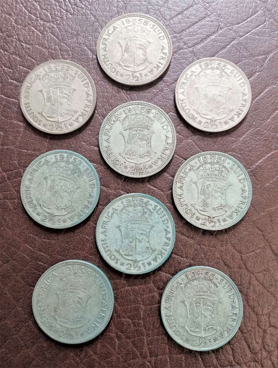 Collection of Union 2 ½ Shillings Silver Coins