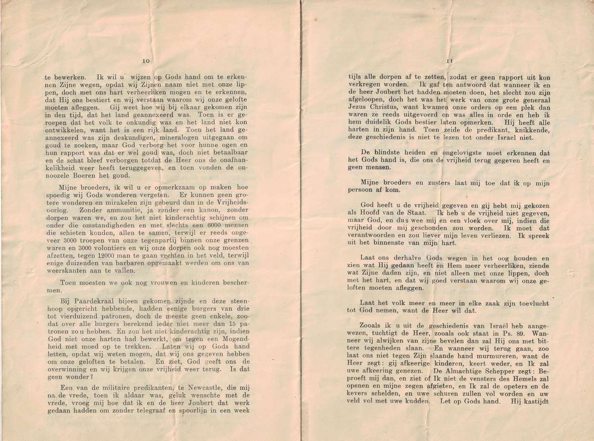 AANSPRAAK VAN ZHEd. S. J. P. KRUGER, Staatspresident op Dingaansdag, 16 December 1896
