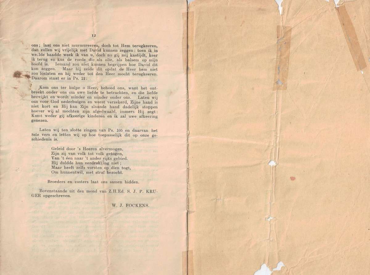 AANSPRAAK VAN ZHEd. S. J. P. KRUGER, Staatspresident op Dingaansdag, 16 December 1896