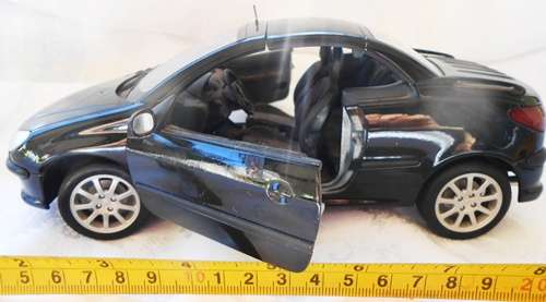 die-cast  car Peugeot 206cc convertible metal black 1/18 scale