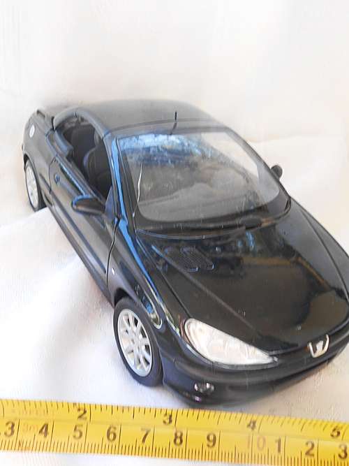 die-cast  car Peugeot 206cc convertible metal black 1/18 scale