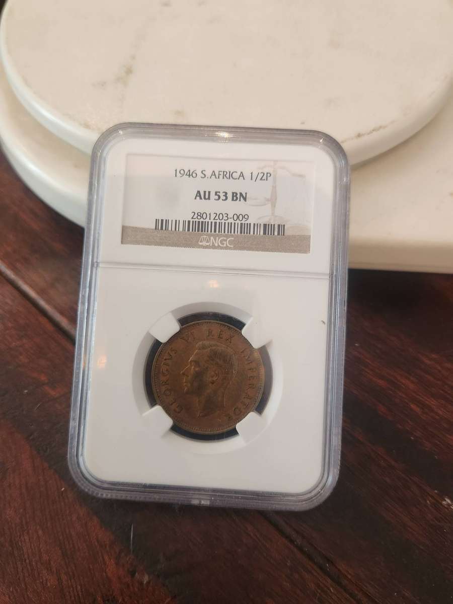 1946 UNION HALF PENNY AU 53