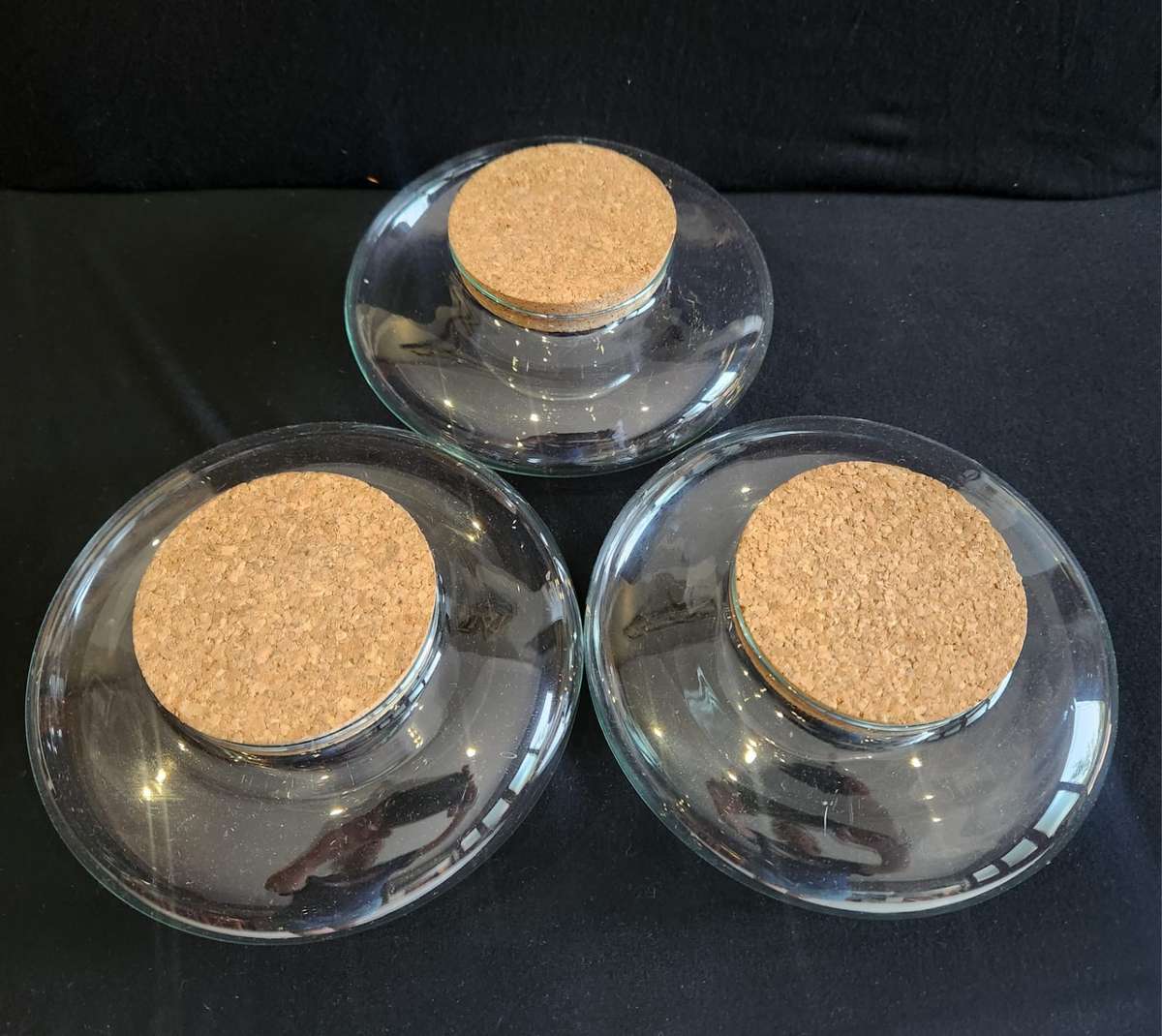 3 x Glass jars with cork lids