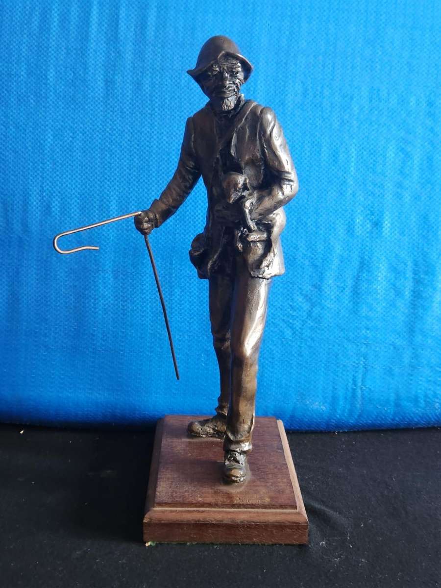 Old Man with sheep figurine Spelter