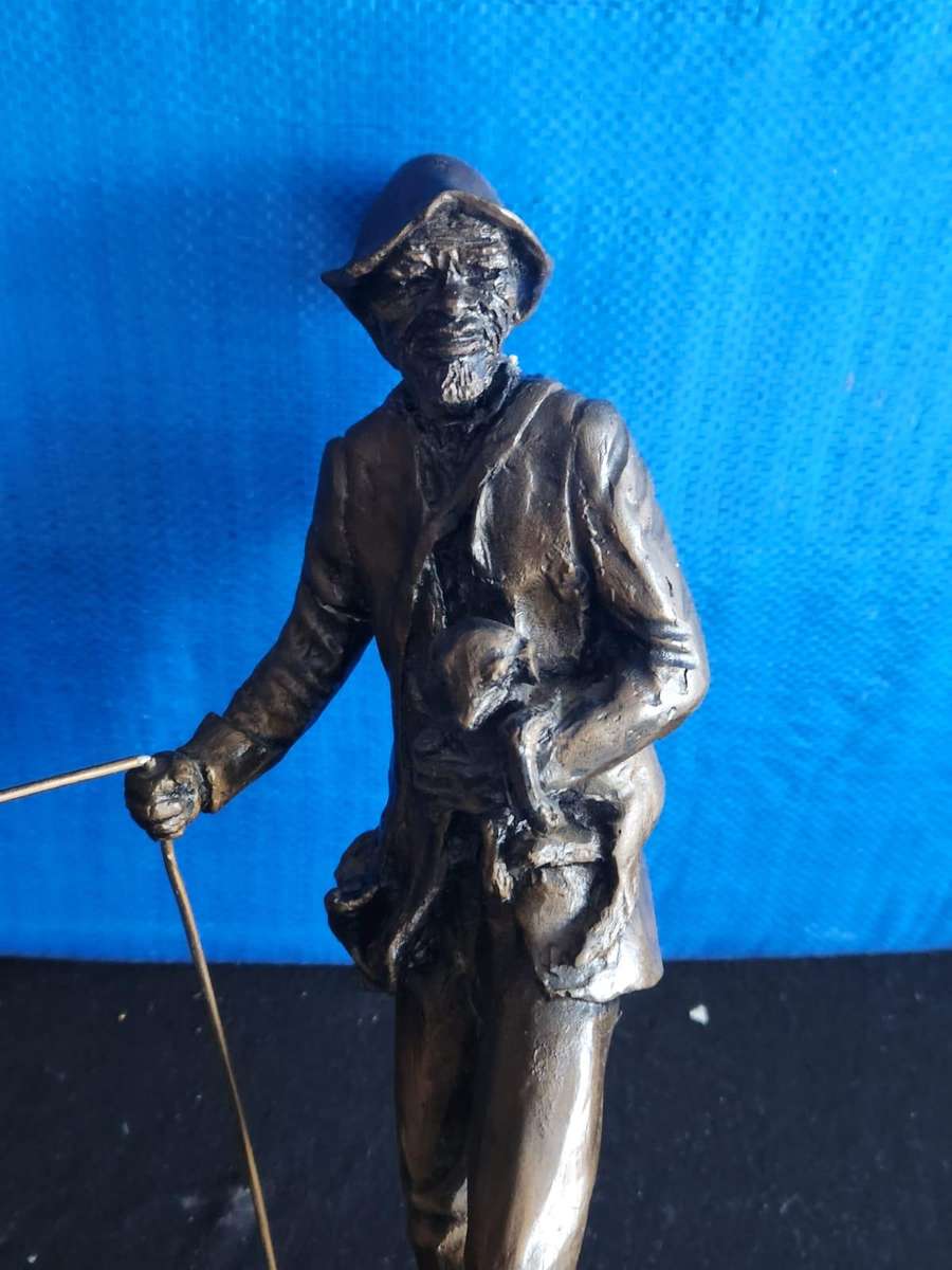 Old Man with sheep figurine Spelter