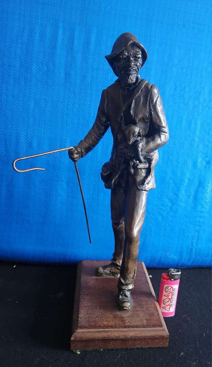 Old Man with sheep figurine Spelter