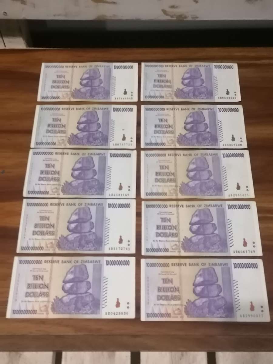 10 x 10 BILLION ZIMBABWE dollars