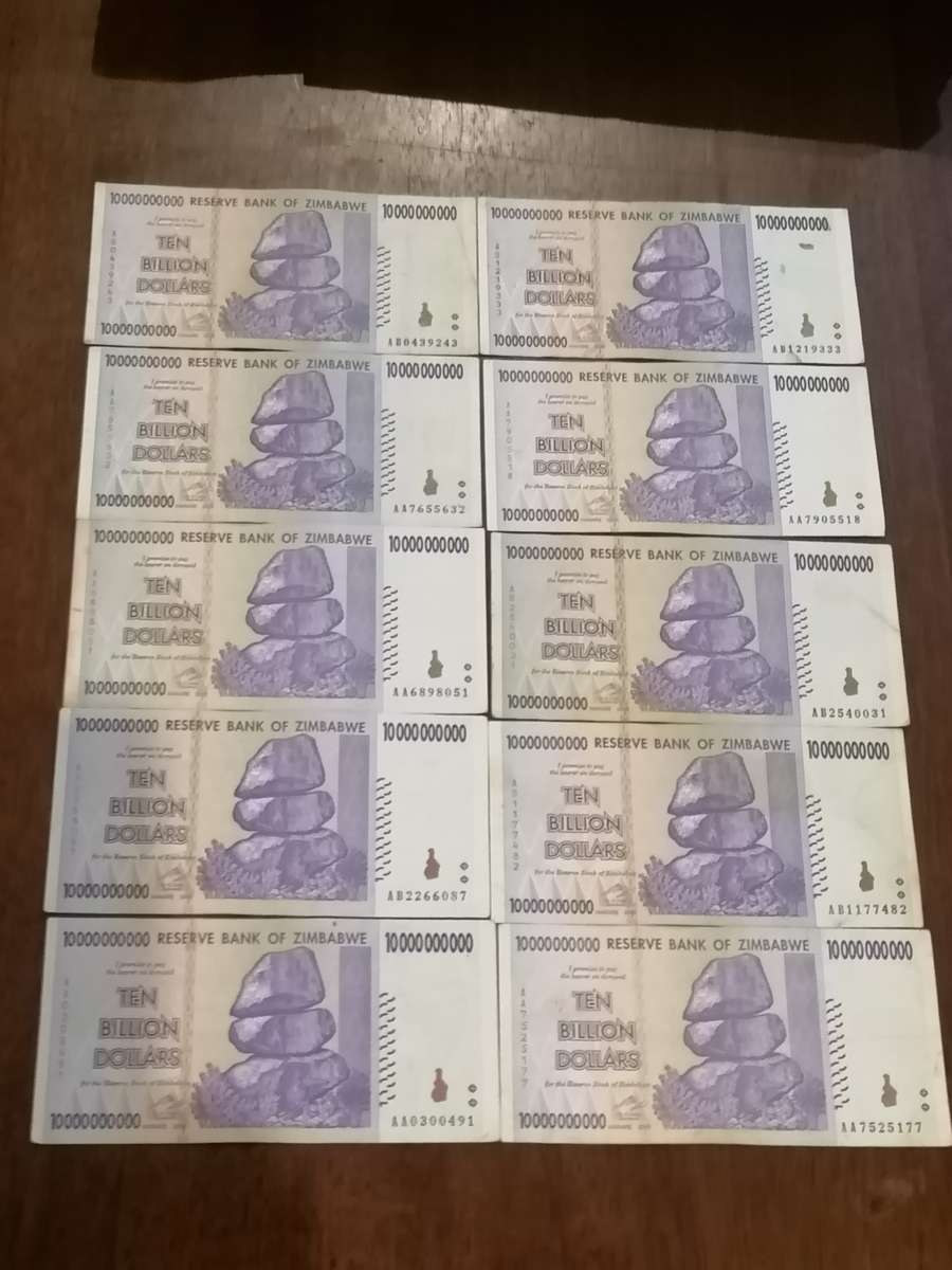10 x TEN BILLION ZIMBABWE DOLLARS