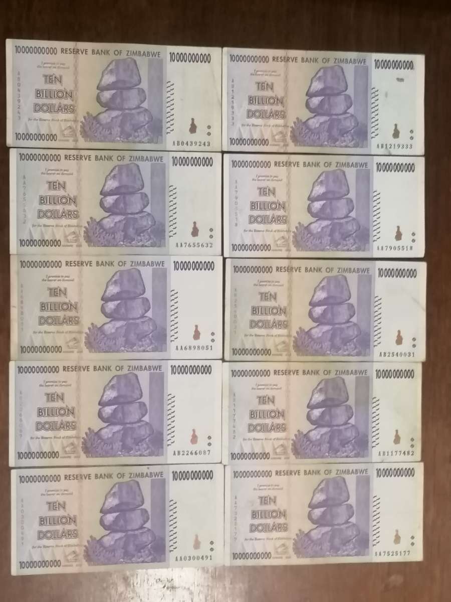 10 x TEN BILLION ZIMBABWE DOLLARS
