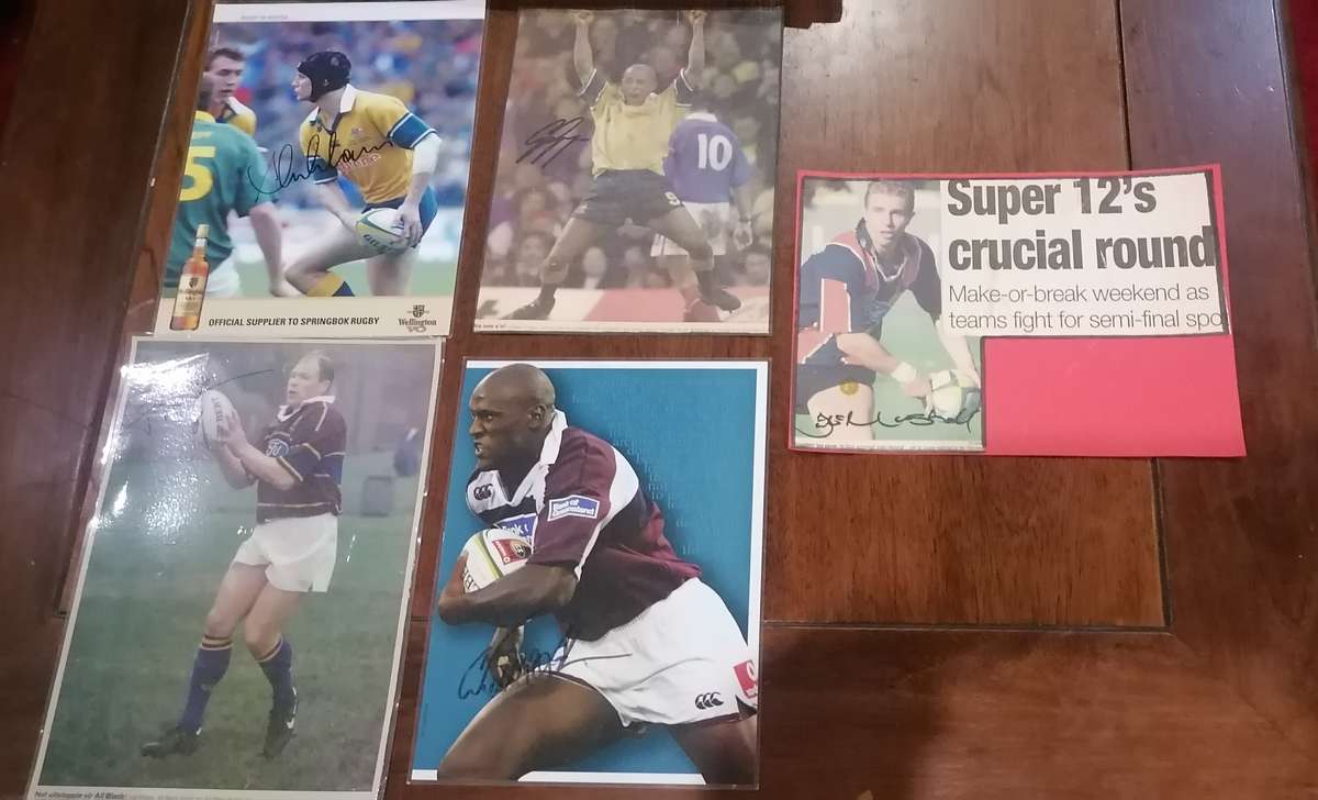 5 X ORIGINAL HAND SIGHNED RUGBY PLAYER PICS